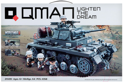 Конструктор Qman Вторая мировая война. Немецкий танк PanzerIII 21028 / 9672994 (1058эл)