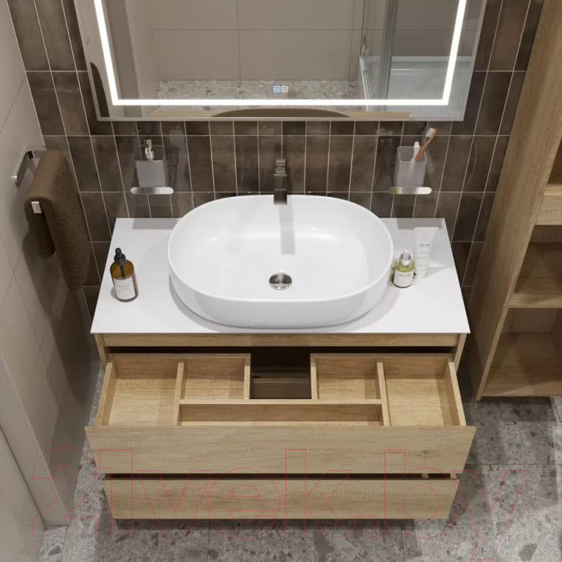 Тумба с умывальником BelBagno Kraft 100 / KRAFT100RNN-KEPBO-1084-SET