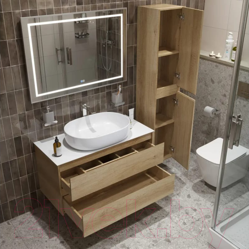 Тумба с умывальником BelBagno Kraft 100 / KRAFT100RNN-KEPBO-1084-SET