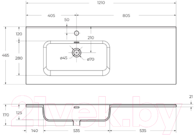 Умывальник BelBagno BB1200ETL-L