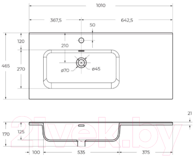 Умывальник BelBagno BB1000ETL-L