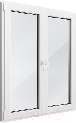 Изображение товара Окно ПВХ Rehau Futuruss Двухстворчатое 2 Поворотно-откидные створки 2 стекла (1100x1100x60)