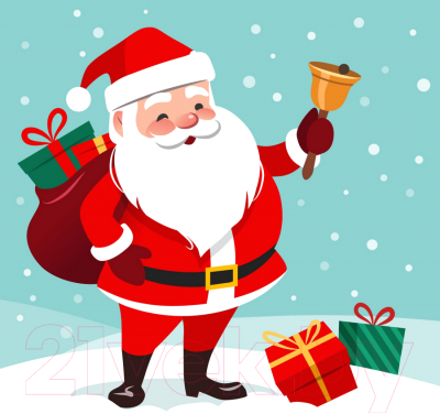 Набор алмазной вышивки РЫЖИЙ КОТ Санта Клаус с подарками / НД-5849