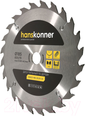 Пильный диск Hanskonner H9022-185-20/16-24