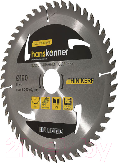 Пильный диск Hanskonner H9022-190-30-48T