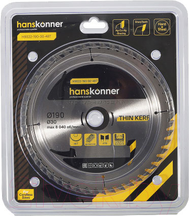 Пильный диск Hanskonner H9022-190-30-48T