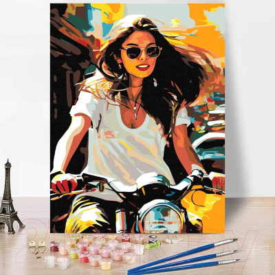 Картина по номерам Red Panda Девушка на мотоцикле p55023