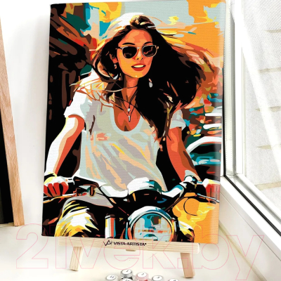 Картина по номерам Red Panda Девушка на мотоцикле p55023