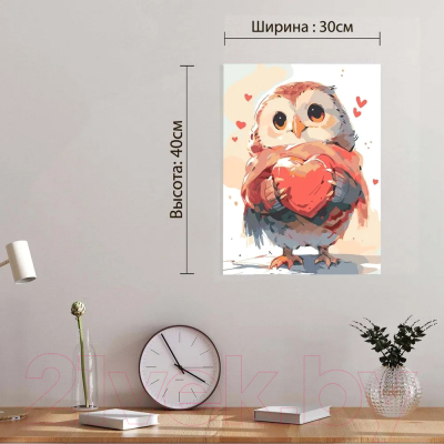 Картина по номерам Red Panda Сова с сердечком p55619