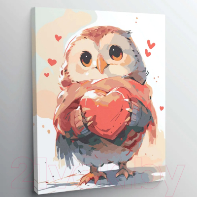 Картина по номерам Red Panda Сова с сердечком p55619
