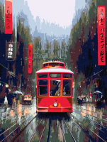 Картина по номерам Red Panda Трамвай в дождливом Токио p54801 - 