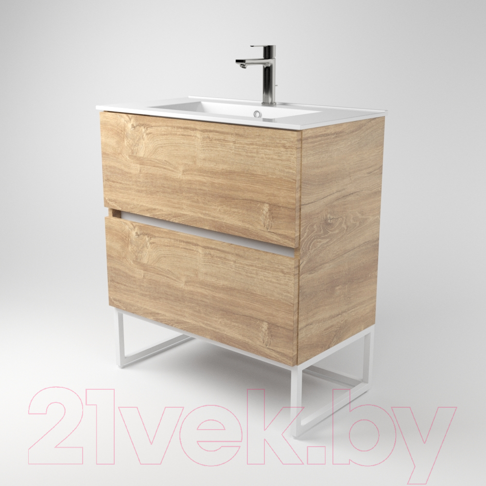 Тумба под умывальник Дабер 012 WeltWasser Deilbach 7517-70 / Т12.7W.1.6Б (дуб канзас коричневый/белый) — фото 2