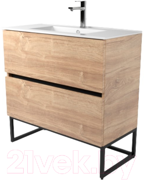 Тумба под умывальник Дабер 012 WeltWasser Deilbach 7517-70 / Т12.7W.2.6Ч (дуб канзас коричневый/черный)