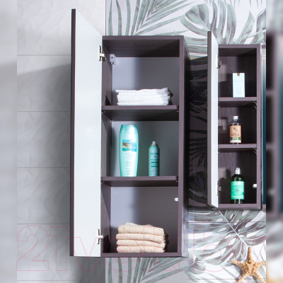 Шкаф-полупенал для ванной Бриклаер Кристалл 90 навесной (софт графит)