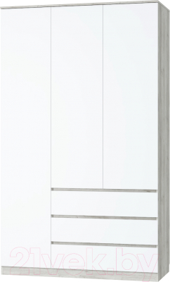 Шкаф MLK Лори 3-х дверный с ящиками (дуб серый/белый)