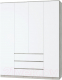 Шкаф MLK Лори 4-х дверный с ящиками (дуб серый/белый) - 