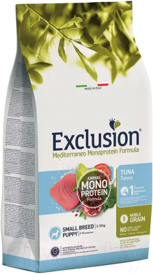 Сухой корм для собак Exclusion Monoprotein Tuna Noble Grain щенков мелких пород / NGPTS05 (500г)