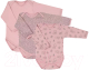 Набор боди для малышей MOWbaby Birds с длинным рукавом / 6182 (розовый, р.68) - 