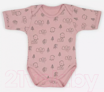 Набор боди для малышей MOWbaby Birds с коротким рукавом / 6282 (розовый, р.56)