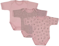 Набор боди для малышей MOWbaby Birds с коротким рукавом / 6282 (розовый, р.62) - 
