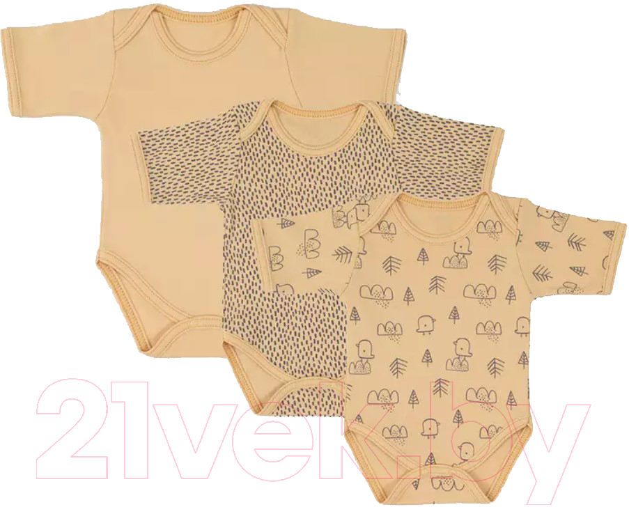Набор боди для малышей MOWbaby Birds с коротким рукавом / 6282 (желтый, р.56)