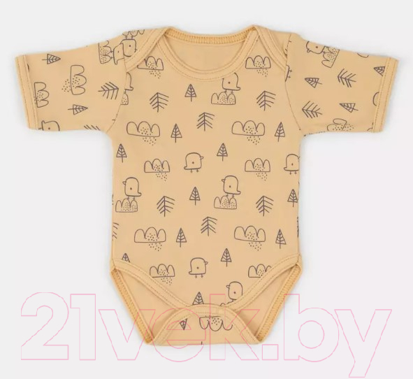 Набор боди для малышей MOWbaby Birds с коротким рукавом / 6282 (желтый, р.56) — фото 2
