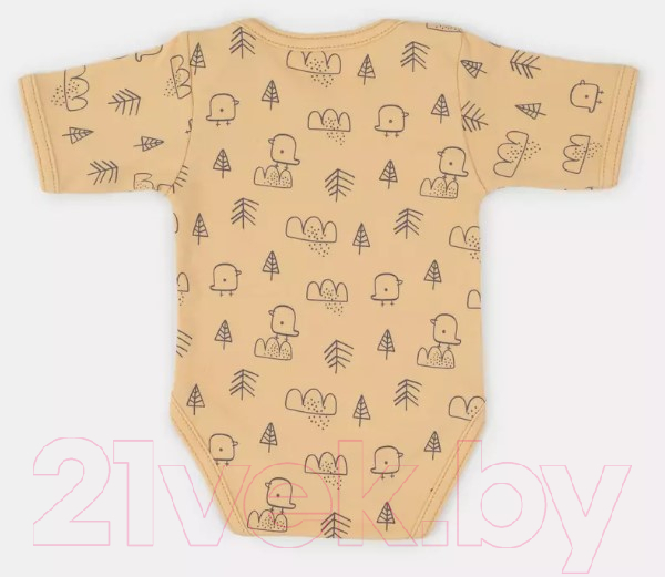 Набор боди для малышей MOWbaby Birds с коротким рукавом / 6282 (желтый, р.56) — фото 4