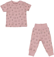 Комплект одежды для малышей MOWbaby Birds / 2-82 (розовый, р.68) - 