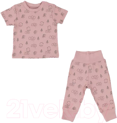 Комплект одежды для малышей MOWbaby Birds / 2-82 (розовый, р.74)