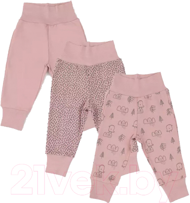 Набор штанов для малышей MOWbaby Birds / 3282 (розовый, р.56)