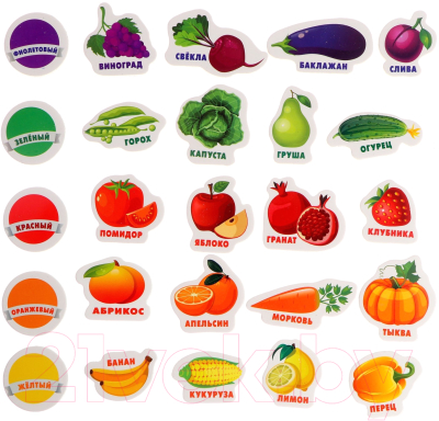 Развивающий игровой набор Лесная мастерская Магниты. Изучаем цвета и овощи, фрукты / 3622858