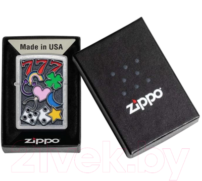 Зажигалка Zippo All Luck / 48682 (серебристый)