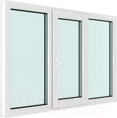 Изображение товара Окно ПВХ Rehau Futuruss 3 части Поворотно-откидная центральная створка 2 стекла (1050x1650x60)