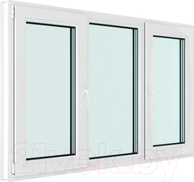 Окно ПВХ Rehau Futuruss 3 части Поворотно-откидные 2 створки по краям 3 стекла (1650x2200x70) — фото 4