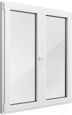 Изображение товара Окно ПВХ Rehau Futuruss Двухстворчатое 2 Поворотно-откидные створки 3 стекла (1450x1450x70)