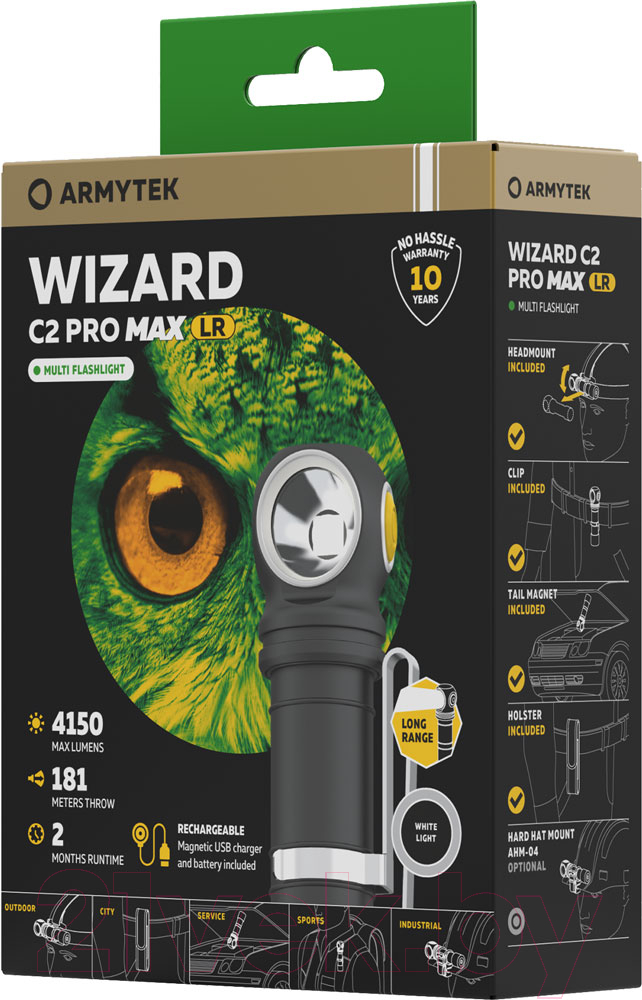 Фонарь Armytek Wizard C2 Pro Max LR White / F06702C