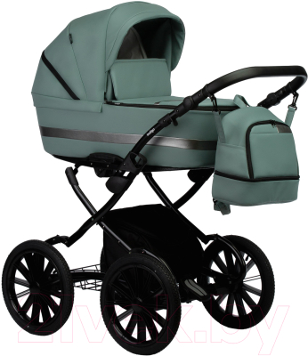Детская универсальная коляска INDIGO Aveo Eco Plus 14 2 в 1 (Ae 01, шалфей/кожа)