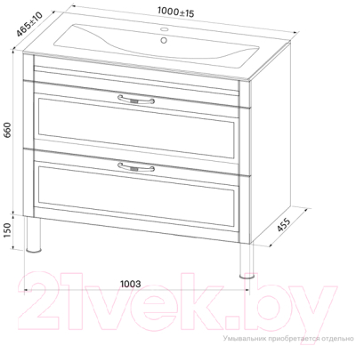 Тумба с умывальником IDDIS Oxford OXF10N1i95