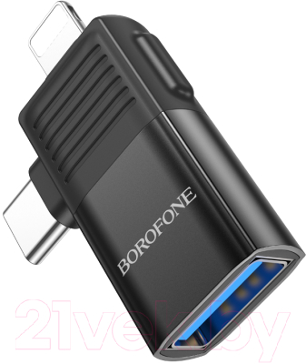 Адаптер Borofone BV18 iP-Type-C в USB (черный)