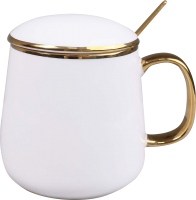 Чашка AksHome Moonshine с крышкой 12x9x19.5 (белый/золото) - 