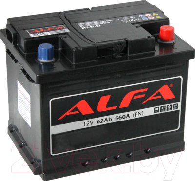 Автомобильный аккумулятор ALFA battery Standart R 560A / 6CT-62R (62 А/ч)