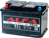 Автомобильный аккумулятор ALFA battery Standart L 720A / 6CT-75L (75 А/ч) - 