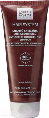 Шампунь для волос Martiderm Hair System Анти-себорея против выпадения волос (200мл)