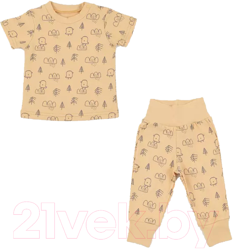 Комплект одежды для малышей MOWbaby Birds / 2-82 (желтый, р.74)