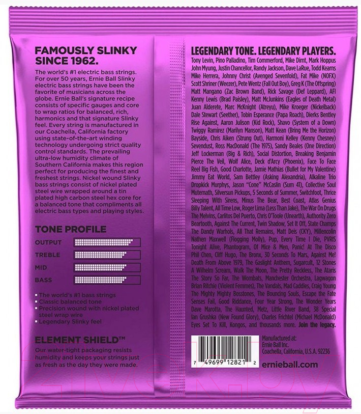 Струны для бас-гитары Ernie Ball 2821 Power Slinky — фото 2