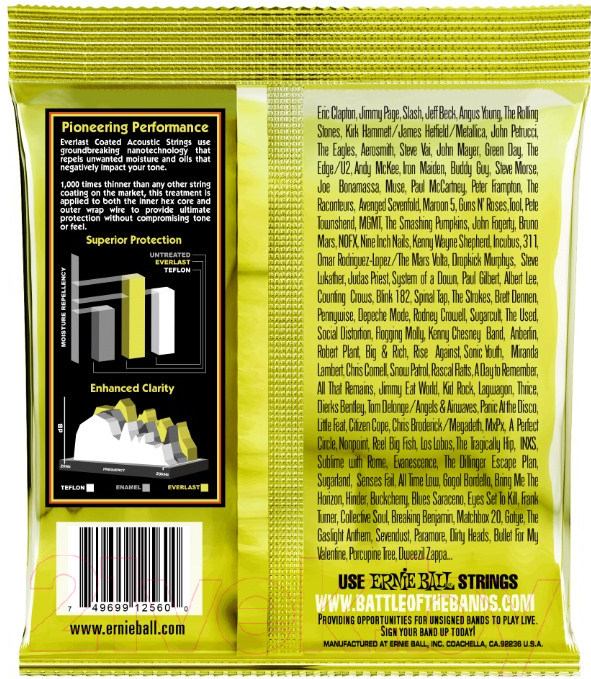 Струны для акустической гитары Ernie Ball 2560 Everlast Coated 80/20 Bronze Extra Light — фото 2
