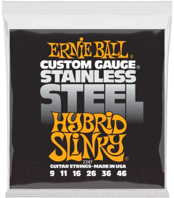 Струны для электрогитары Ernie Ball 2247 Stainless Steel Hybrid Slinky 9-46