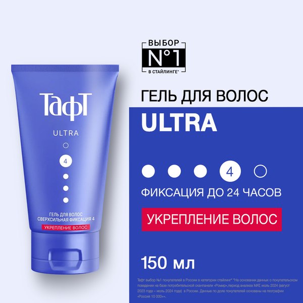 Гель для укладки волос Тафт Ultra сверхсильная фиксация (150мл)