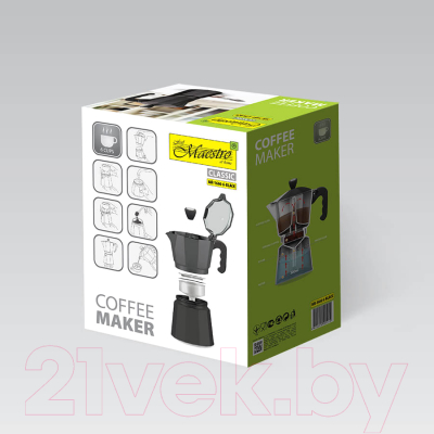 Изображение товара Гейзерная кофеварка Maestro MR-1666-6 (черный)