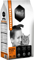 Сухой корм для кошек Amity Premium для стерилизованных кошек с лососем и рисом (10кг) - 
